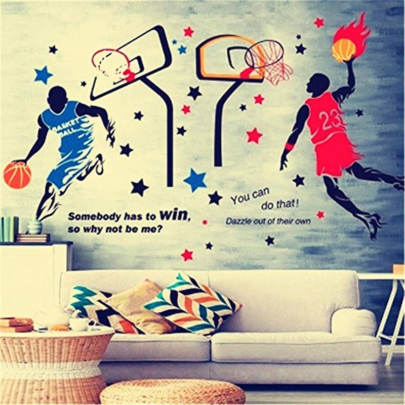 KeLay Fs 3D Basketball Player Wall Decals Decors for Boys Room,Sports Decals Stickers, Basketball Slam Dunk Wall Decors for Boys Bedroom - Image 5